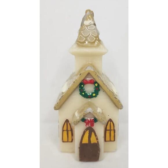 Vintage Russ Berrie Christmas Church Candle 4" SKU H171 - Picture 1 of 5